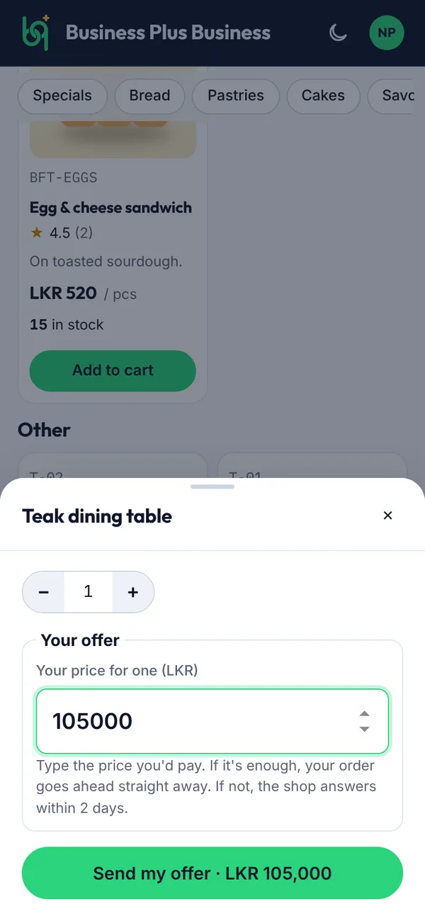 Making an offer on a phone