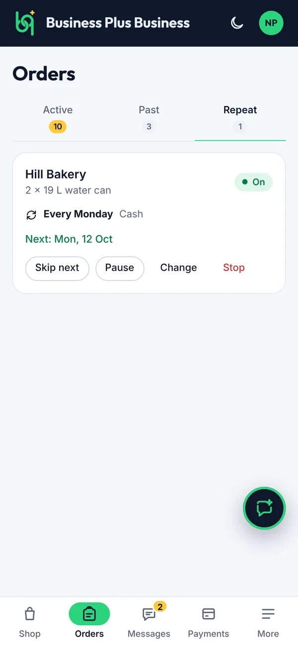 Your repeat orders on a phone