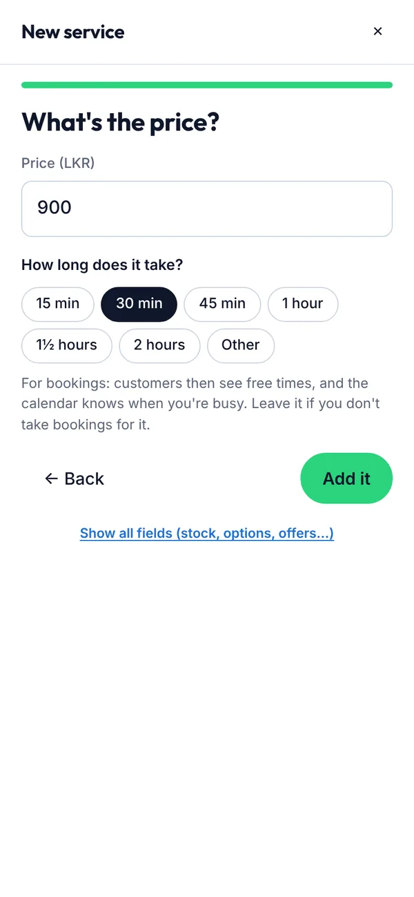 How long a service takes on a phone