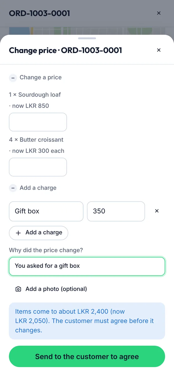 Adding a charge on a phone