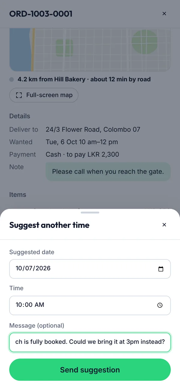 Suggesting another time on a phone